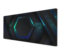 Neon Blue Teal XXL Gaming Mouse Mat: 900 x 400, Black Galaxy