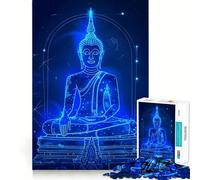 Neon Blue Thailand Buddah Jigsaw Puzzles for Adults 1000 Piece Reason Skill Toy Anxiety Relief Exact Cut Elegant Gift (50x75cm)
