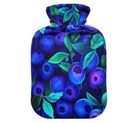 Neon Blueberries Digital Pattern Travel hot Water Bottle with Soft Cover, 2L Warm Compress for Pain Relief, Neck and Shoulder Pain Relief, bolsas para agua Caliente