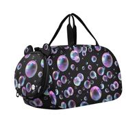 Neon Bubble Black Small Gym Bag with Shoes Compartment Multifunctional Overnight Travel Weekender Tote for Beach Swim Bags Pool Sports bulto de viaje