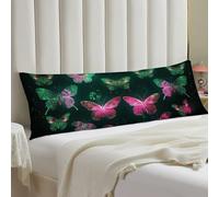 Neon Butterfly Body Pillow Cover with Hidden Zipper 20x54 Full Long Pillowcase for Couch Sofa Decor Breathable Bed Shams Boho Oversized Lumbar Pillow Covers for All Seasons