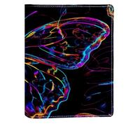 Neon Butterfly Color Pattern Replaceable Book Cover, Reusable PU Leather Book Protector, Suitable for 148x210 mm Notebooks