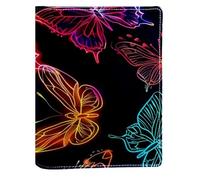 Neon Butterfly Color Pattern Replaceable Book Cover, Reusable PU Leather Book Protector, Suitable for 148x210 mm Notebooks