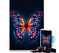 Neon Butterfly Colorful 1000 Pieces Jigsaw Puzzles for Teenagers Intellect Toy Bonding Time Quality Cut Memorable Gift (38x52cm)