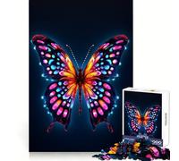 Neon Butterfly Colorful Jigsaw Puzzles for Teenagers 1000 Pieces Fine Logic Toy Soft Relax Neat Edge Premium Gift (50x75cm)