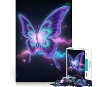 Neon Butterfly in Space 1000 Piece Jigsaw Puzzles for Teenagers Jigsaw Reason Skill Toy Shared Fun Tight Cut Wall Art Decor (50x75cm)