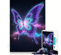 Neon Butterfly in Space for Adults 1000 Piece Jigsaw Puzzle Thought Toy Anxiety Relief Precise Edge Thoughtful Gift (38x52cm)