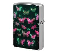 Neon Butterfly Metal Lighter Case Cover, Personalized Graffiti Lighter Sleeve, Waterproof Double-Sided Protector for Women Men Gifts
