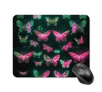 Neon Butterfly Mouse Pad Square Laptop Mouse Mat Cute Computer Mousepad Keyboard Pad Non-Slip Desk Pads for Gaming Office Work Home 20 * 25cm