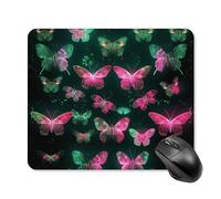 Neon Butterfly Mouse Pad Square Laptop Mouse Mat Cute Computer Mousepad Keyboard Pad Non-Slip Desk Pads for Gaming Office Work Home 25 * 30cm