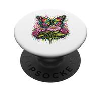 Neon Butterfly Retro 90s Style Colorful Floral Graphic PopSockets Adhesive PopGrip
