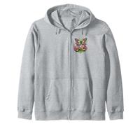 Neon Butterfly Retro 90s Style Colorful Floral Graphic Zip Hoodie