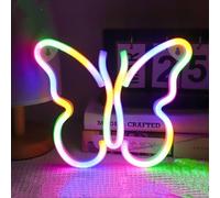 Neon Butterfly Sign Battery Powered Butterfly LED Neon Night Light, USB Operated Wall Decor Butterfly Neon Light for Home Decor Living Room Bar Party Best Creative Gift