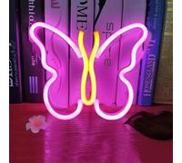 Neon Butterfly Sign Battery Powered Butterfly LED Neon Night Light, USB Operated Wall Decor Butterfly Neon Light for Home Decor Living Room Bar Party Best Creative Gift