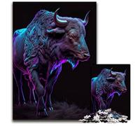 Neon Cape Buffalo 1000Piece Jigsaw Puzzle Impossible Jigsaw Puzzles for Adults Educational Brain Teaser Artistic HomeOffice Decor 14 Age 1000 PCS(38x26cm)