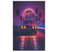 Neon Car 1000 Piece Wooden Jigsaw Puzzle- Brain Teaser Game for Adults & Children Educational Activities Jigsaws Puzzles 78×53cm