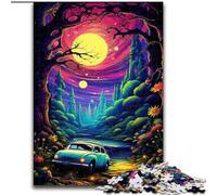 Neon Car in Nature 1000 Piece Jigsaw Puzzle for Adults Teens, Stress Reliever Staycation Kill Time Enhance Love between Couples (26x38cm)