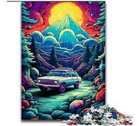 Neon Car in Nature Jigsaw Puzzles for Adults 1000 Pieces, Learning Educational Toys Family Games Suitable for Desktop Decoration (26x38cm)