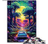 Neon Car in Nature Jigsaw Puzzles for Adults Teenagers Jigsaws Puzzle, Family Game Stress Reliever Difficult Challenge Great Gifts And Toys (26x38cm)