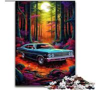 Neon Car in Nature Puzzles for Teenagers Teens 1000pc Puzzle, Educational Games Home Decoration Suitable for Desktop Decoration (26x38cm)