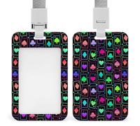 Neon Card Suits Playing Poker ID Badge Holder Retractable ID Cards Holder with Lanyard Office Accessories for Women Men