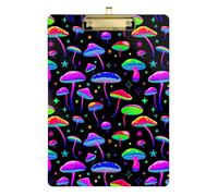 Neon Cartoon Mushrooms Clipboard Acrylic Cute Clipboard Cute Decorative Letter Size Clipboards, A4 Letter Size 12.5 x 9 Inches Gold Clip