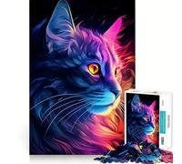 Neon Cat Glow 1000 Piece Jigsaw Puzzle for Teenagers Memory Gain Soothing Fun Design Assembly Elegant Gift (50x75cm)