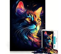 Neon Cat Glow 1000 Piece Jigsaw Puzzles for Teenagers Memory Gain Stress Free Design Assembly Heartfelt Gift (50x75cm)
