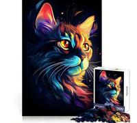 Neon Cat Glow 1000 Piece Jigsaw Puzzles for Teenagers Memory Gain Stress Free Design Assembly Heartfelt Gift (50x75cm)