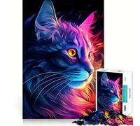 Neon Cat Glow 1000 Pieces Jigsaw Puzzles for Teenagers Intellect Toy Bonding Time Quality Cut Memorable Gift (38x26cm)