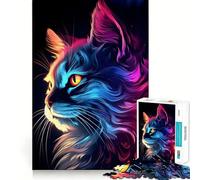 Neon Cat Glow Jigsaw Puzzles for Adults 1000 Mind Exercise Toy Relax Time Design Assembly (50x75cm)