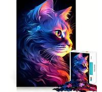 Neon Cat Glow Jigsaw Puzzles for Adults1000 Piece Mind Exercise Toy Indoor Fun Precision Cut (38x26cm)