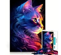 Neon Cat Glow Jigsaw Puzzles for Teenagers 1000 Piece Mental Toy Leisure Fun Premium Cut Thoughtful Gift (38x52cm)