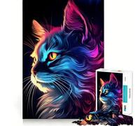 Neon Cat Glow Puzzles for Teenagers 1000 Piece Brain Tease Toy Stress Release Premium Cut Amazing Present (38x52cm)