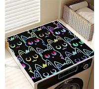 Neon Cat Washing Machine & Dryer Top Protector Pads,Tumble Dryer Cover,Anti Slip Silicone Washer Top Cover,Wear-Resistant,Dustproof,For Fridge,Bedside Table,Coffee Table,Rug (Black,50 x50 cm)