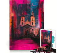 Neon Cathedral Interior 1000 Piece Jigsaw Puzzles for Adults Teenagers Brain Play Peaceful Fun Sharp Edge Memorable Gift (50x75cm)