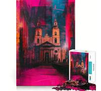 Neon Cathedral Interior 1000 Piece Jigsaw Puzzles for Teenagers Jigsaw Reason Skill Toy Shared Fun Tight Cut Wall Art Decor (38x52cm)