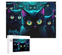 Neon Cats A Mystical Gathering Decorative Jigsaw for Grown-Ups, 500 PCS - Gift for Winter Evenings; for Couples, Friends And Family