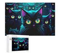 Neon Cats A Mystical Gathering Picture Puzzle for Adults, 1000 PCS