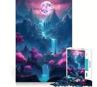 Neon Cherry Blossom Oasis Jigsaw Puzzles for Teenagers 1000 Pieces Strong Logic Toy Shared Fun Clear Edge Lovely Present (38x26cm)
