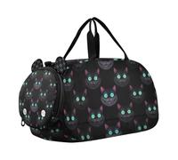Neon Cheshire Cat Glow Black Gym Duffel Bag with Shoes Compartment Multifunctional Travel Duffel Bag for School Practice, Sports, Travel