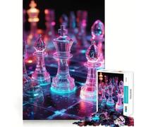 Neon Chess Pieces Hard Jigsaw Puzzle for Adults 1000 Pieces Strong Logic Toy Bonding Time Clear Edge (38x52cm)