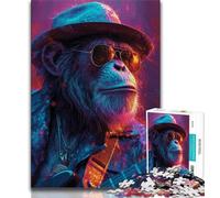 Neon Chimpanzee Jigsaw Puzzles for Teenagers 1000 Piece Puzzle,Learning Educational Toy for Is Ideal As A Gift for The Whole Family (38x26cm)
