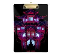 Neon Chinese Building clipboard Folio with Writing pad Hard Board for Legal Women Basketball Coaches Size 9 x 12