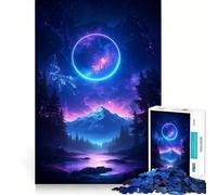 Neon Circle Landscape 1000 Piece Jigsaw Puzzle for Adults Logic Toy Relaxing Fun Design Assembly Santa Wish Gift (50x75cm)