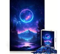 Neon Circle Landscape 1000 Piece Jigsaw Puzzle for Adults Logic Toy Relaxing Fun Design Assembly Santa Wish Gift (50x75cm)