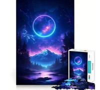 Neon Circle Landscape 1000 Pieces Jigsaw Puzzles for Teenagers Intellect Toy Bonding Time Quality Cut Memorable Gift (38x26cm)