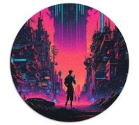 Neon Cities Jigsaw Puzzles for Adults 1000 1000 Piece Round Puzzle Brain Teaser Game, Interactive Family Game, Suitable for Ages 14+ 67.5x67.5cm