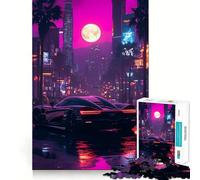 Neon City And Sport Car 1000 Piece Jigsaw Puzzles for Teenagers Jigsaw Mind Puzzle Tension Relief Art Assembly Premium Gift (50x75cm)