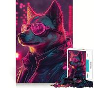 Neon City Dog Jigsaw Puzzles for Adults 1000 Mind Exercise Toy Relax Time Design Assembly (38x52cm)
